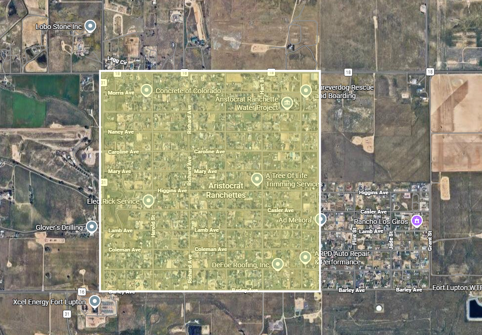 map of vegetation management project in aristocrat ranchettes